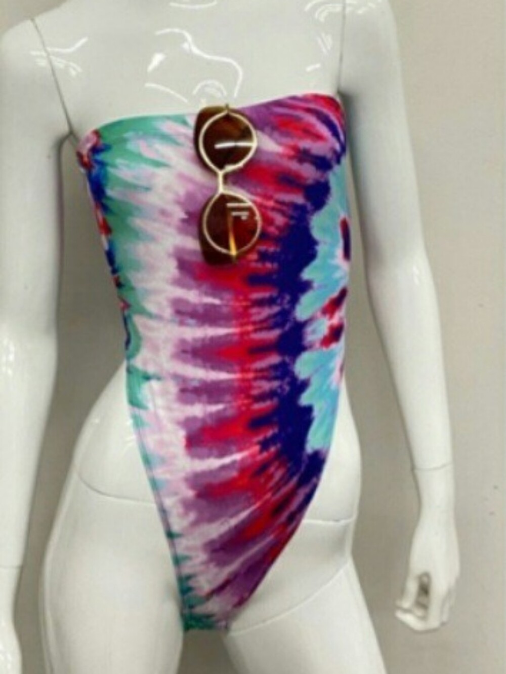 Black Bead Tie Dye Strapless Bodysuit Festival Rave Juniors L